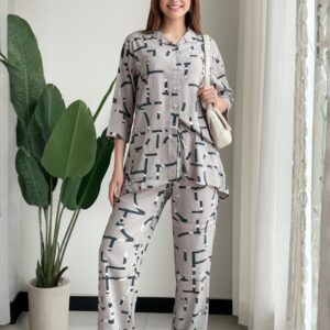 wine solid kurti with floral printed pants – set of 2