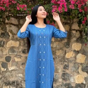 women’s dark blue denim kurti