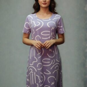 black & white abstract print midi dress